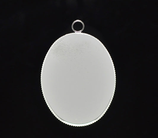 Silver Plated, Cameo Frame Settings Blanks 4.5x3.1cm, 20pcs
