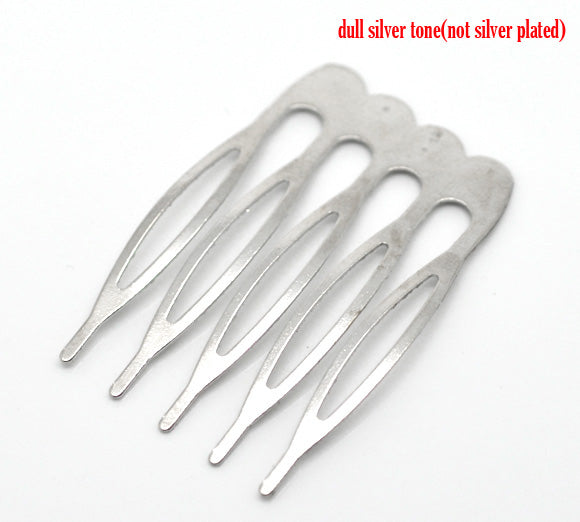 Hair Comb, Antique Silver, 39 x 26mm, 30pcs