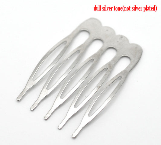 Hair Comb, Antique Silver, 39 x 26mm, 30pcs