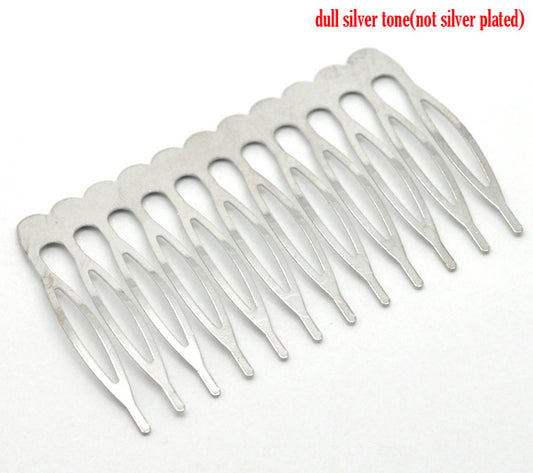 Hair Comb, Antique Silver, 39 x 64mm, 20pcs