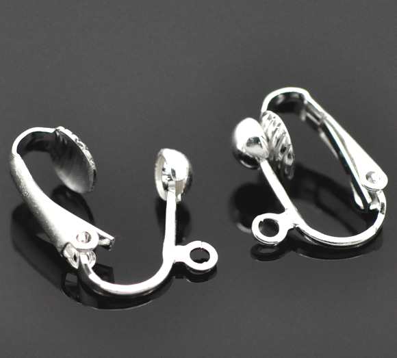Silver Plated Ear Clip, with loop, 10 pairs