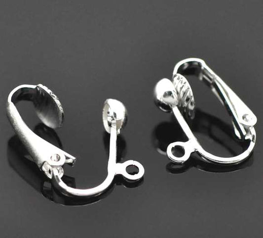 Silver Plated Ear Clip, with loop, 10 pairs