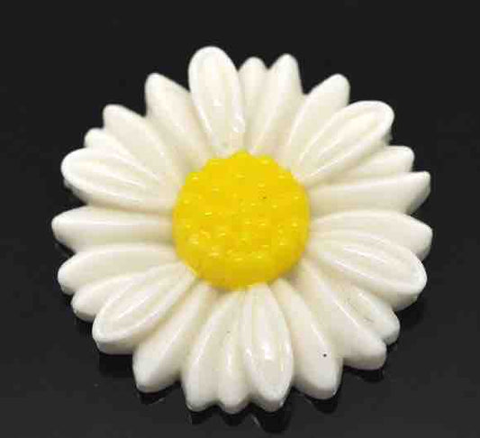 Resin Cabochon, Ivory Flower, 27x25mm, 2pcs