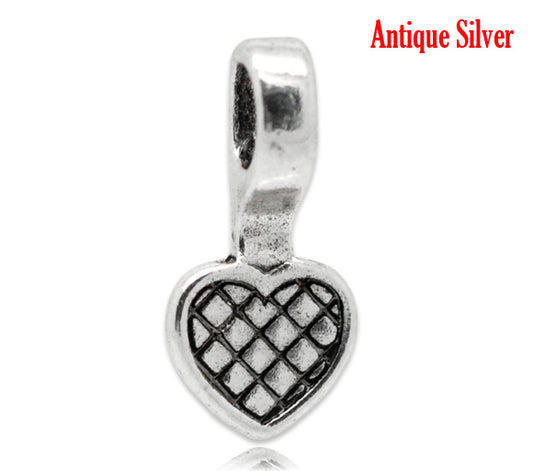 Antique Silver Plate, Bail, Heart Shape, 20 x 10mm, 20pcs