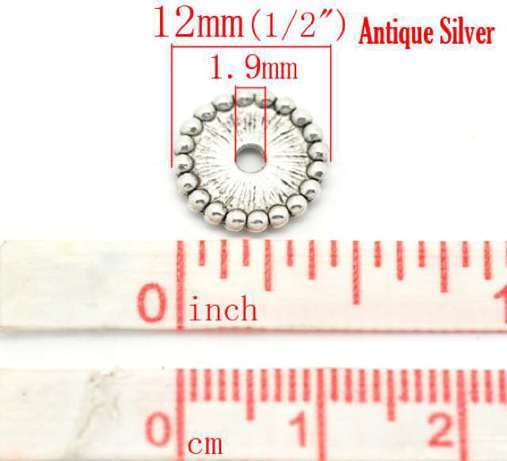 Antique Silver Spacer Beads 12mm(1/2",  100pcs