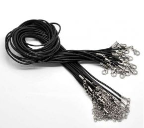 Cotton Waxed Cord Black Necklaces, 1.5mm, 18", 20pcs