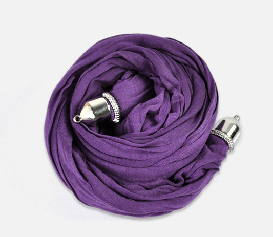 Scarf Shawl Soft Purple Cotton, 1.8m  1pc, just add charms on bottom!