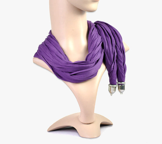 Scarf Shawl Soft Purple Cotton, 1.8m  1pc, just add charms on bottom!