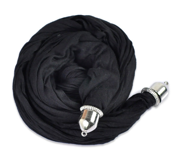 Scarf Shawl Soft Black Cotton, 1.8m  1pc, just add charms on bottom!