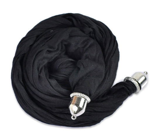 Scarf Shawl Soft Black Cotton, 1.8m  1pc, just add charms on bottom!