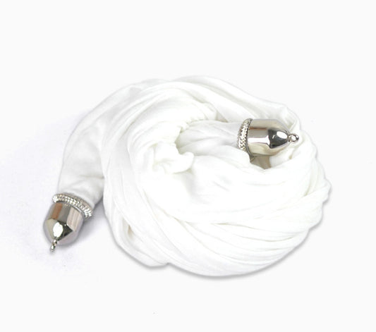 Scarf Shawl Soft White Cotton, 1.8m  1pc, just add charms on bottom!