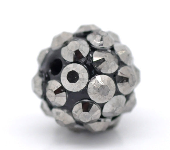 Acrylic Rhinestone Gunmetal Beads, 12mm, 20pcs for making Shamballa Style bracelets