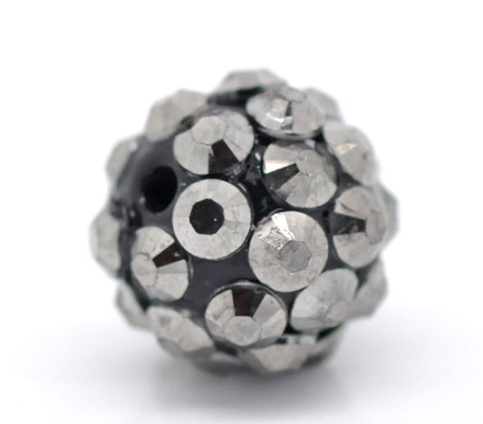 Acrylic Rhinestone Gunmetal Beads, 12mm, 20pcs for making Shamballa Style bracelets