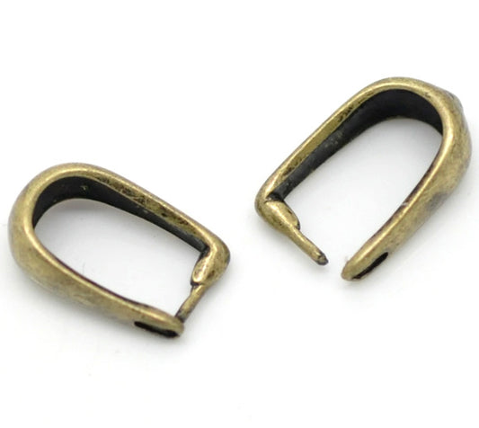 Antique Bronze Plate, Bail-Pinch 10 x 6mm, 30pcs