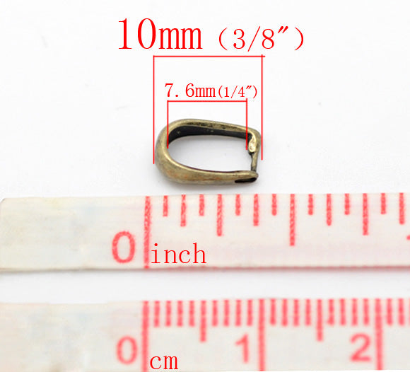 Antique Bronze Plate, Bail-Pinch 10 x 6mm, 30pcs