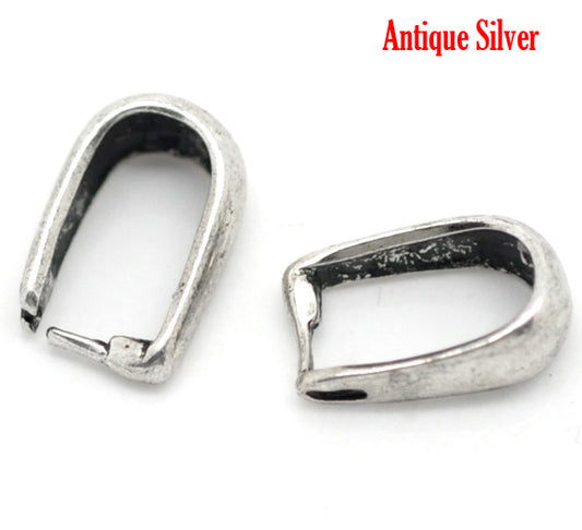 Antique Silver Plate, Bail-Pinch 10 x 6mm, 30pcs