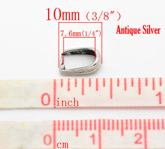 Antique Silver Plate, Bail-Pinch 10 x 6mm, 30pcs