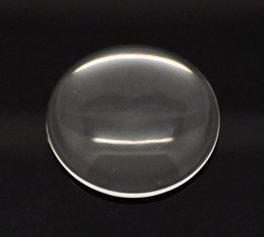 Cabochon, glass, clear, 30mm round dome. 10pcs