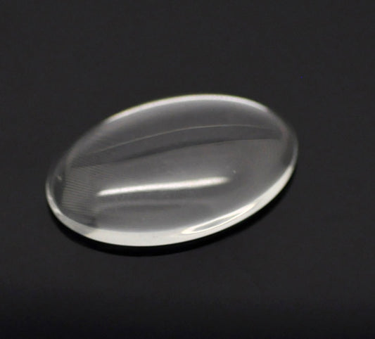 Cabochon, glass, clear, 35x25mm dome. 10pcs
