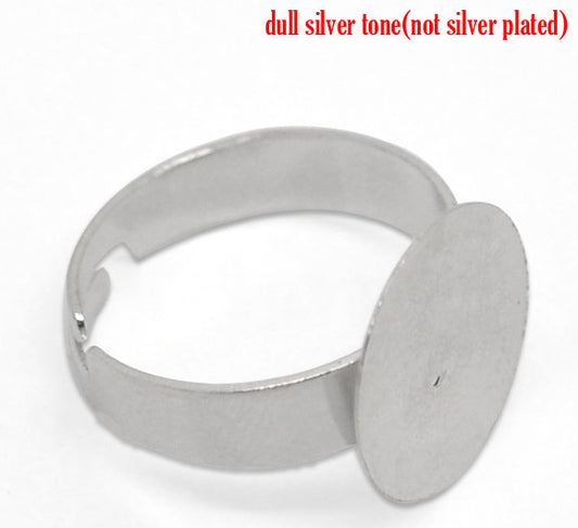 Ring Shank, Antique Silver plated, 15mm pad for glueing on Cab's,  (thick band), 20pcs