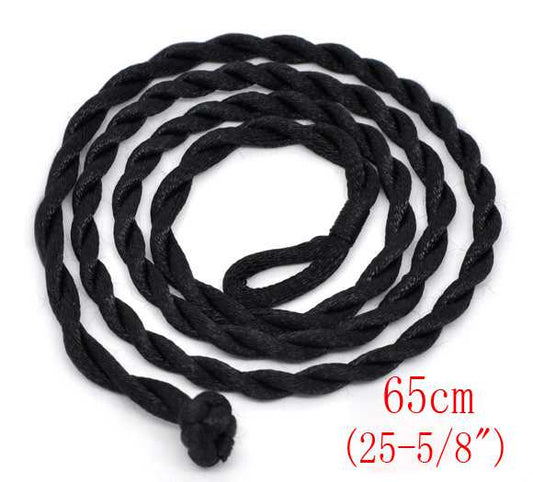 Terylene twisted Cord Necklace, Black, 65cm, 20pcs