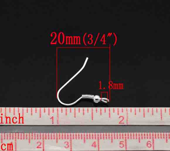 Silver Plate Ear Hooks, 21 x20mm, Nickel Free, approx 150 pairs