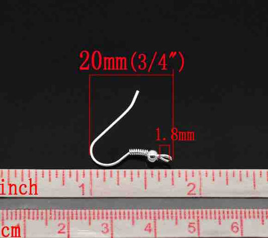 Silver Plate Ear Hooks, 21 x20mm, Nickel Free, approx 150 pairs