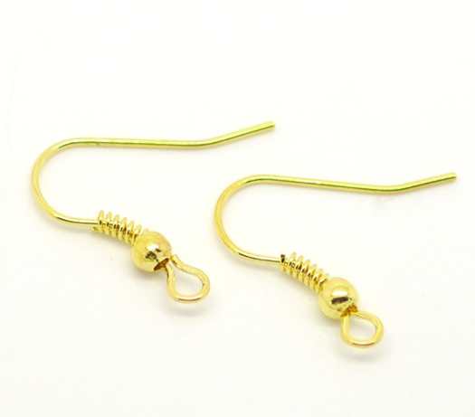 Gold Plate Ear Hooks, with ball and spring, 300 pcs (150 pairs)