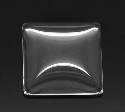 Cabochon, glass, clear, 20x20mm Tile dome. 20pcs - square style