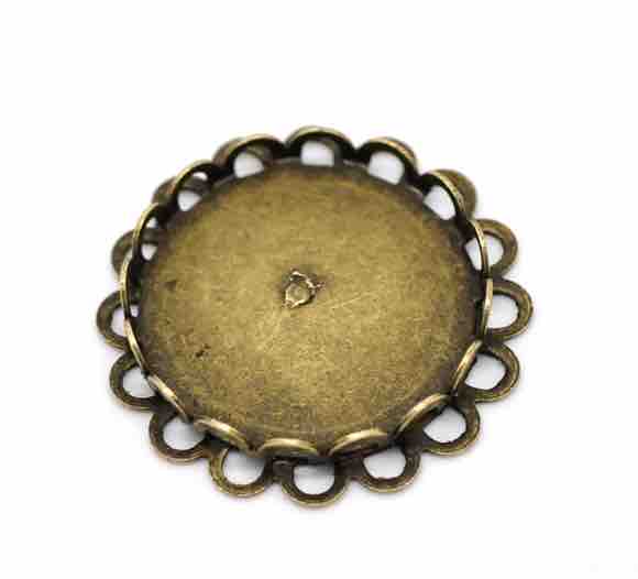Antique Bronze Cabochon Setting, 25mm, (fit 20mm), 20pcs