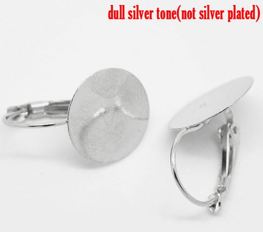 Antique Silver Earring Clip with Pad 26x15mm, 25 pairs