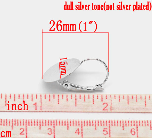 Antique Silver Earring Clip with Pad 26x15mm, 25 pairs