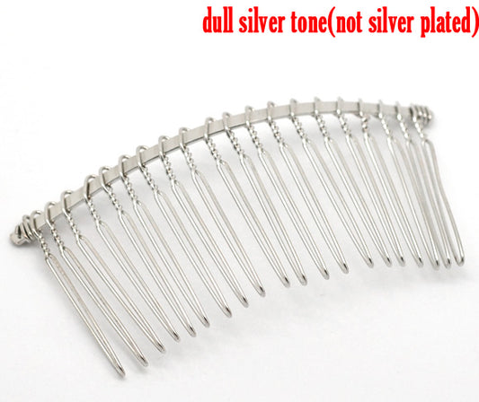 Hair Comb Wire, Nickel Plate, 38mm wide, 7.8mm long, 10pcs
