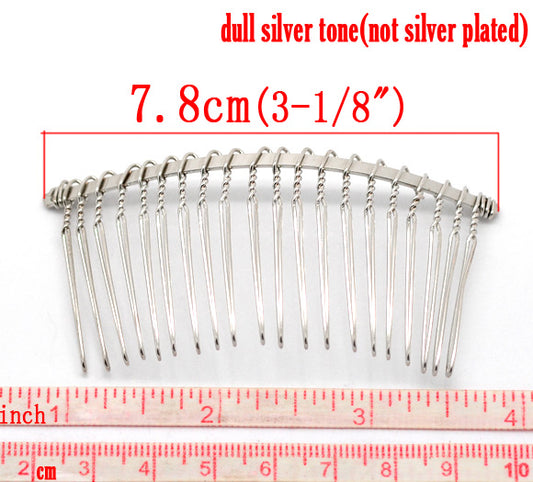 Hair Comb Wire, Nickel Plate, 38mm wide, 7.8mm long, 10pcs