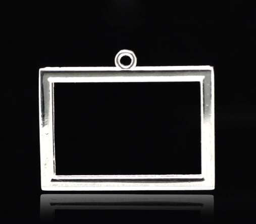 Silver Plate Frame Settings 34x27mm (fit 30x23mm), 10pcs - Open back bezel
