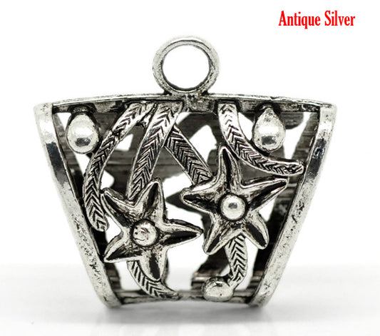 Antique Silver Plate, Bail for Wrap Scarf 3.9x3.8cm(hole24x13mm) 5pcs
