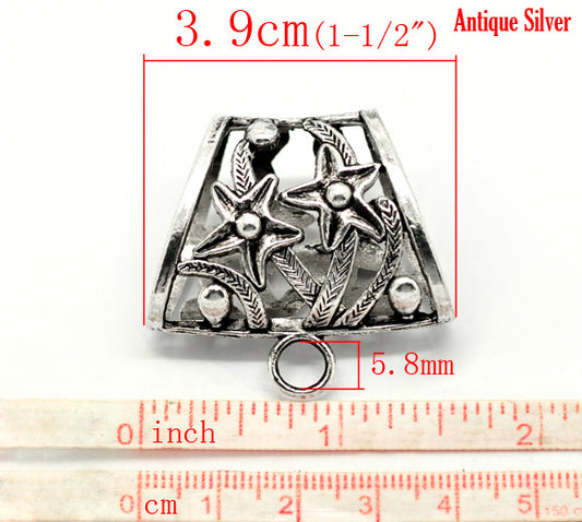 Antique Silver Plate, Bail for Wrap Scarf 3.9x3.8cm(hole24x13mm) 5pcs
