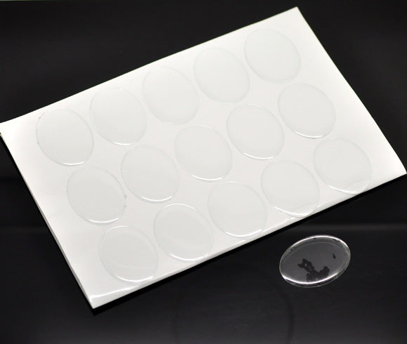 Clear Epoxy Self Adhesive Stickers, Oval, 30 x 40mm, 60pcs