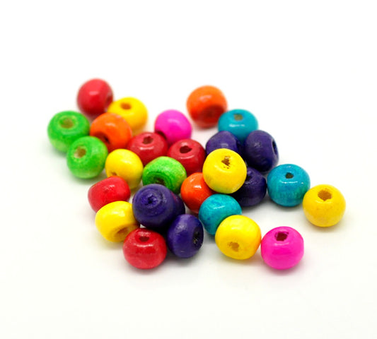 Wooden Beads Round, 06x3mm, Mixed, 2000pcs
