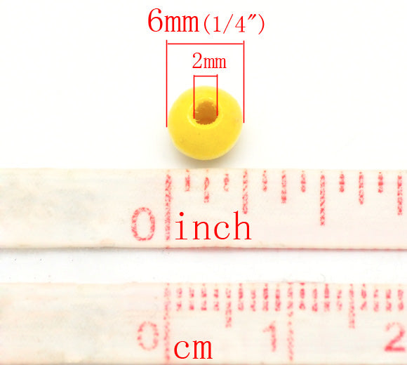 Wooden Beads Round, 06x3mm, Mixed, 2000pcs