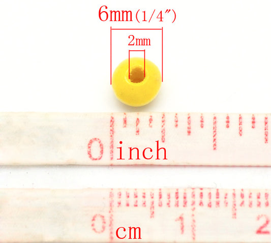 Wooden Beads Round, 06x3mm, Mixed, 2000pcs