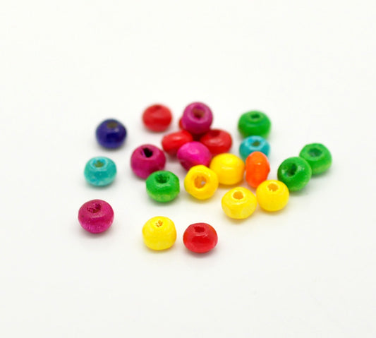 Wooden Beads Round, 04x3mm, Mixed, 3000pcs