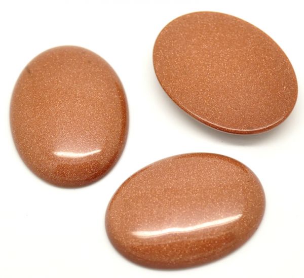 Brown Gold Sandstone Oval Cabochons 40 x 30mm, 3pcs