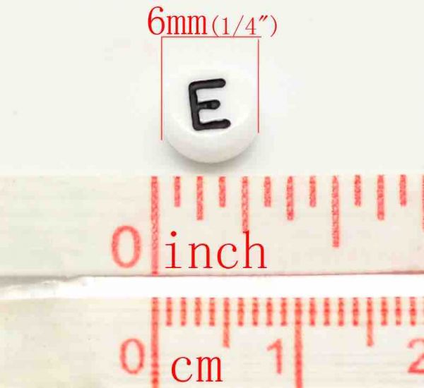 Acrylic White Alphabet/Letter "A-Z" Mix Spacer Beads, 7mm, 1,000 pcs