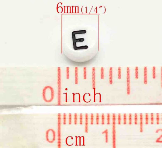 Acrylic White Alphabet/Letter "A-Z" Mix Spacer Beads, 7mm, 1,000 pcs