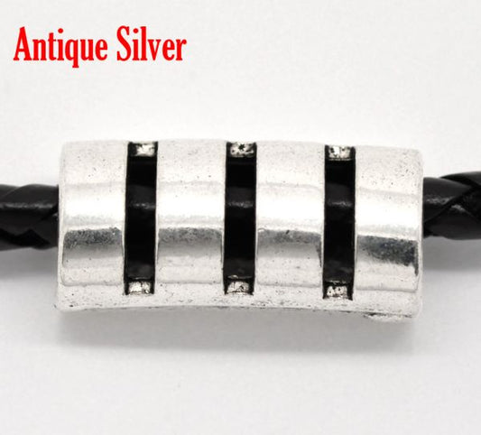 Antique Silver Tube Beads 28x13mm(1-1/8"x1/2"), 10 pcs
