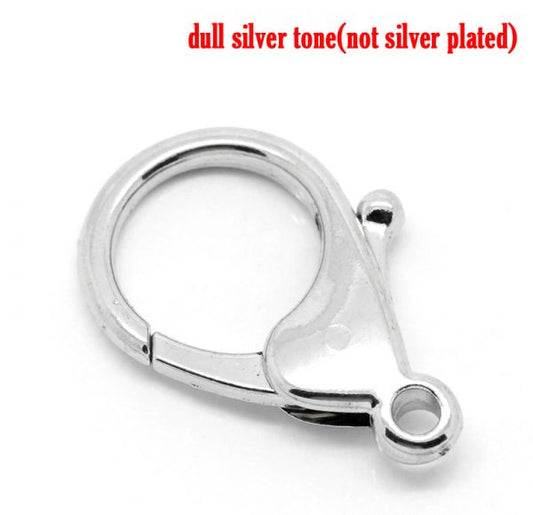 Antique Silver Lobster Clasps 35x25mm, 10pcs