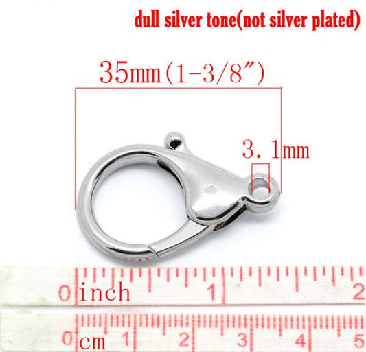 Antique Silver Lobster Clasps 35x25mm, 10pcs