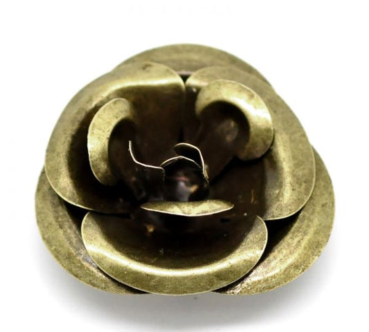 Antique Bronze Metal Filigree Rose Flower Embellishments 40x40mm 10pcs