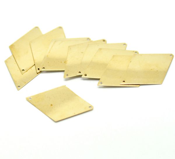 Brass Blank Stampings Rhombus tags, 4.2x2.8cm, 30pcs